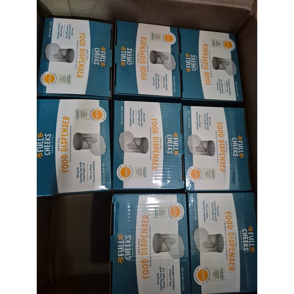 8 Full Cheeks Hamster Gerbil Food‎ Dispenser Easy Fill Small Animal Cage Feeder